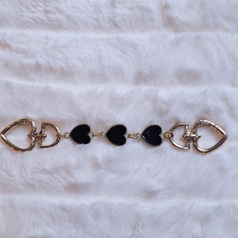 Black and Gold Heart Link Bag Extender